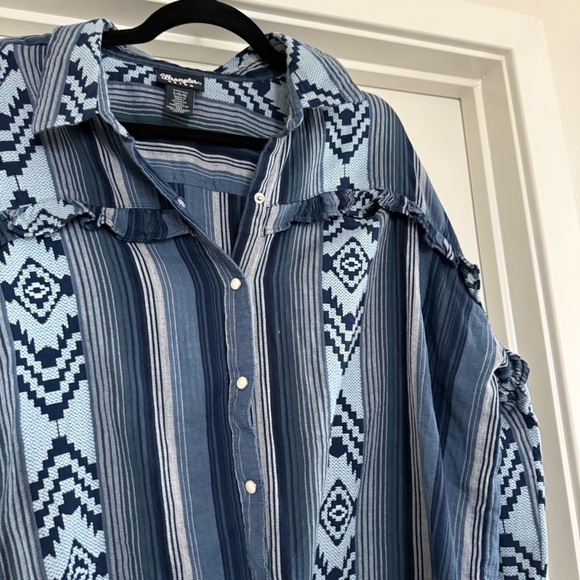 Wrangler Retro large Coastal Cowgirl Aztec Southwestern Cotton Snap button shirt - Picture 6 of 16
